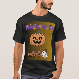Camiseta Abóbora Fofa e Fantasma Amigável de Halloween
