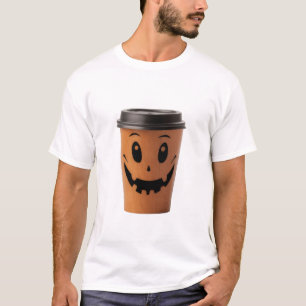 Camiseta Abóbora Fofa Jack O Lantern Xícara de Café Espirit