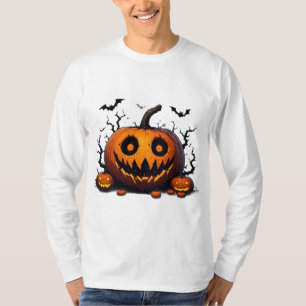 Camiseta Abóbora Gigante Brilhante Com Sorriso Malvado de H