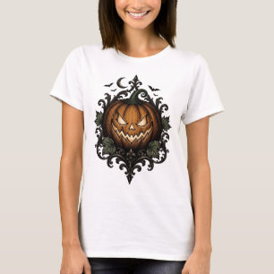 Camiseta Abóbora Gótica do Dia das Bruxas Jack O Lantern Ma