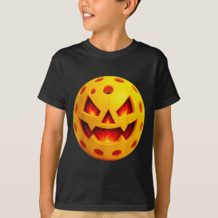 Camiseta Abóbora Jack O Lantern de Pickleball Rosto Feliz O