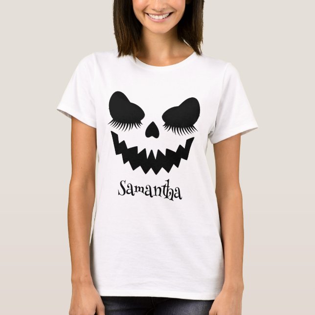 Camiseta Abóbora Jack O Lantern Rosto Halloween (Frente)