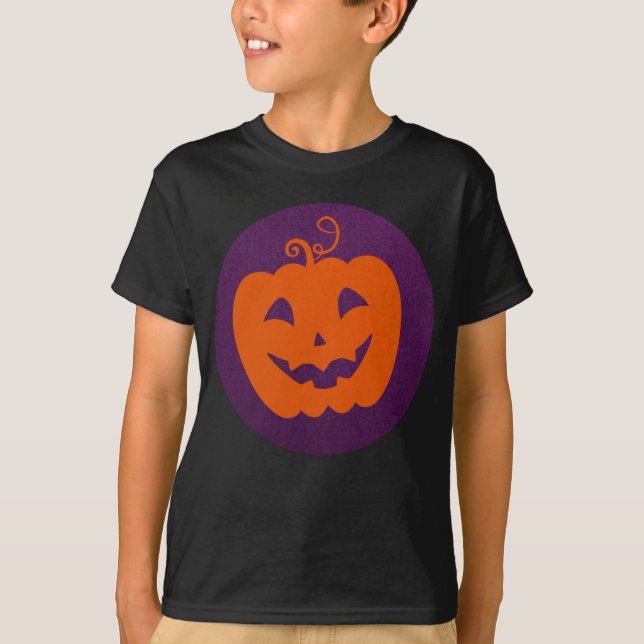 Camiseta Abóbora Laranja Halloween em Pumpkin no Fundo Puro (Frente)