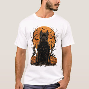 Camiseta Abóbora Lua Cheia Pitbull Halloween