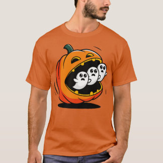 Camiseta Abóbora PacMan Comendo Fantasmas