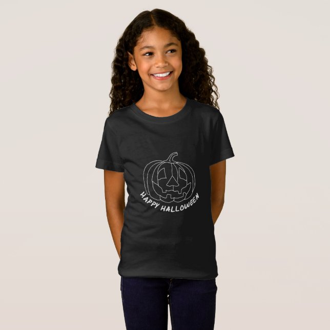 Camiseta Abóbora para o Halloween 1 visual de quadro negro (Frente Completa)
