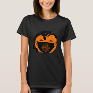 Camiseta Abóbora Preta De Halloween De Gato Com Halloween D