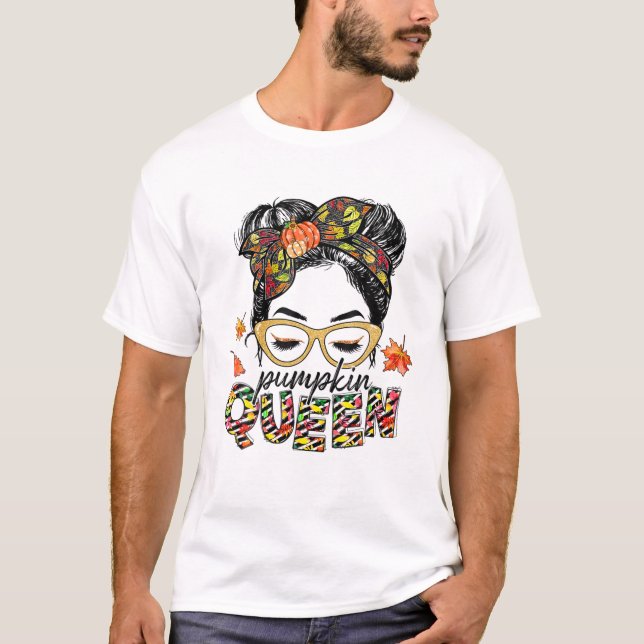 Camiseta Abóbora Rainha Bonita Pedra Caiu Folha Folha outon (Frente)