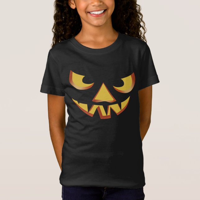 Camiseta Abóbora Rosto 3 para o Halloween (Frente)