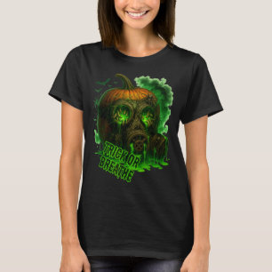 Camiseta Abóbora Tóxica de Halloween Máscara de Gás Assusta