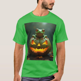 Camiseta Abóbora verde de Halloween e sapo