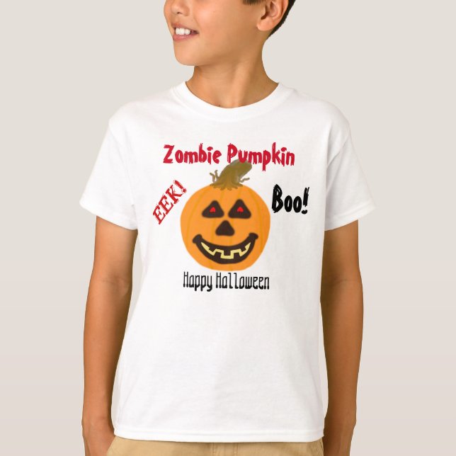 Camiseta Abóbora Zombie Halloween Boo (Frente)