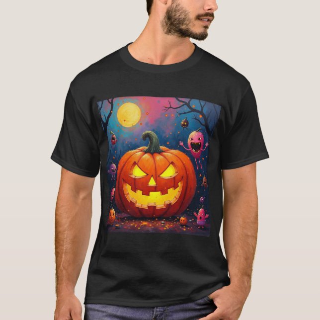 Camiseta Abóboras assustadoras de Halloween (Frente)