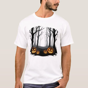 Camiseta Abóboras brilhantes do Halloween na Floresta Negra