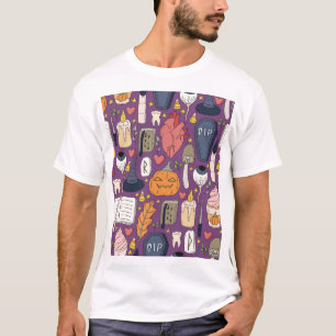 Camiseta Abóboras de Halloween, padrão sem soldadura.