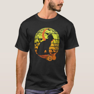 Camiseta Abóboras de Halloween Vintage Gato Assustador Chap