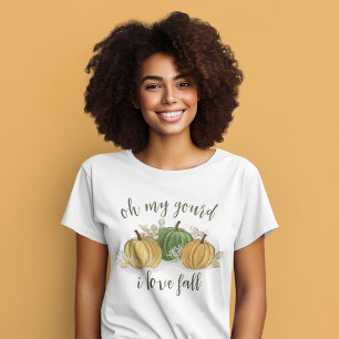 Camiseta Abóboras de Outono Gourd Eu Amo Outono Aquarela
