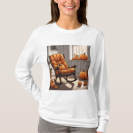 Camiseta Abóboras Na Camisa-T De Capa Longa Branca