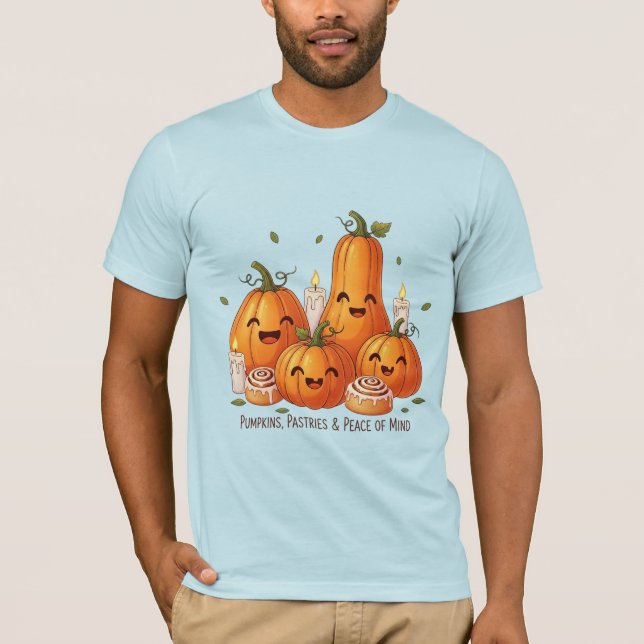 Camiseta Abóboras, Pastéis & Paz de Espírito Kawaii Outono (Frente)