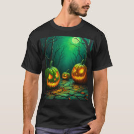 Camiseta Abóboras verdes assustadoras para doces ou travess