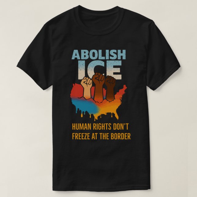 Camiseta ABOLISH ICE Melting USA - Design de Protesto Negri (Frente do Design)