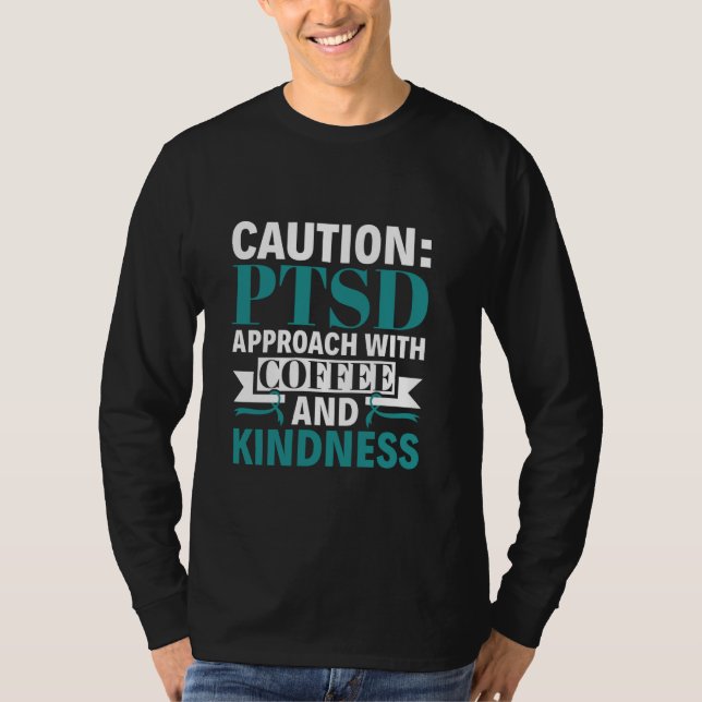 Camiseta Abordagem com Café e Bondade - Consciência PTSD (Frente)