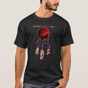 Camiseta Aborígene Americano Lobo Cinzento Dream Catcher Ín