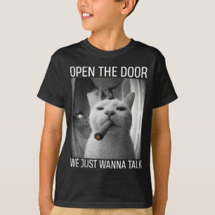 Camiseta Abra a porta queremos falar gato gangster engraçad