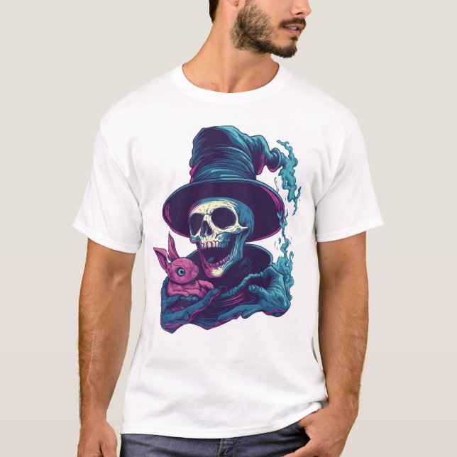 Camiseta Abra-Cadabra Bones � Funny Magic Skull (Frente)