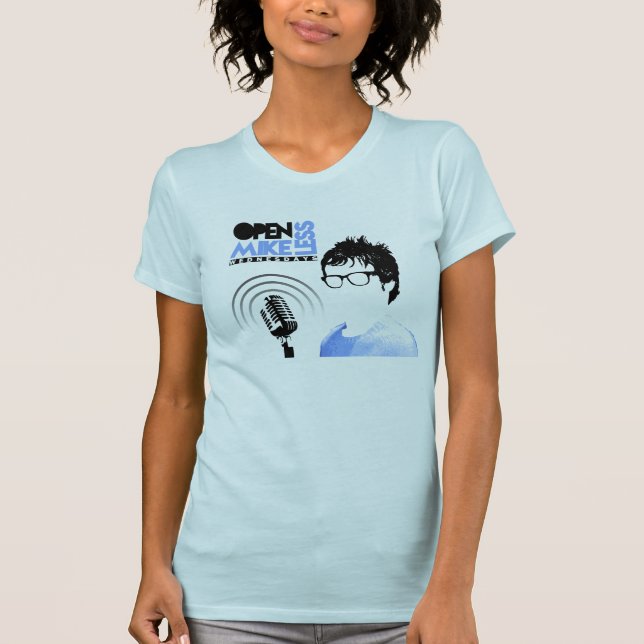 Camiseta Abra mulheres azuis do Tshirt de Mikeless com (Frente)