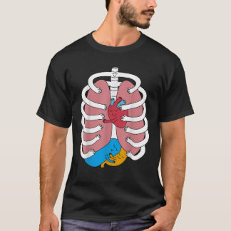 Camiseta Abraçar Anatomia Costume Funny Skeleton Organ Hug