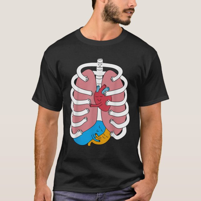 Camiseta Abraçar Anatomia Costume Funny Skeleton Organ Hug (Frente)