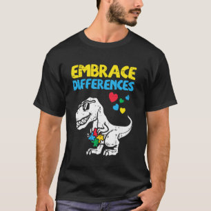 Camiseta Abraçar Diferenças Dino Meninos Autismo Consciente