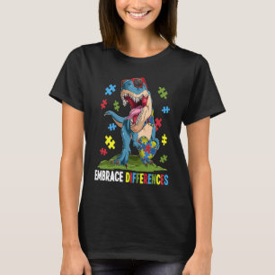 Camiseta Abraçar Diferenças Dinossauro Meninos Crianças Aut