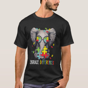 Camiseta Abraçar Diferenças Elefante Divertido Conscientiza