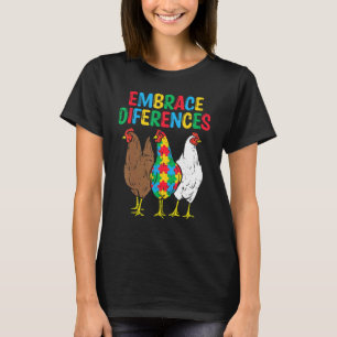 Camiseta Abraçar Diferenças Galinha Puzzle Conscientização