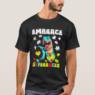 Camiseta Abraçar Diferenças T Rex Dinossaur Quebra-cabeça A