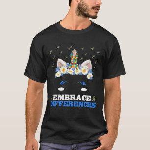 Camiseta Abraçar Diferenças Unicórnio Face Puzzle Autismo C