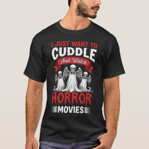 Camiseta Abraçar e Assistir Filmes de Terror Esqueleto Hall