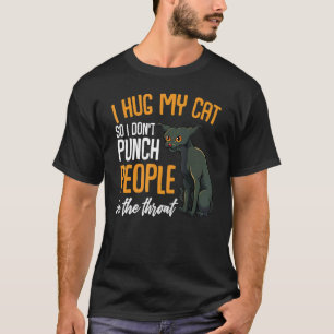 Camiseta Abraçar Gatos Socos Pessoas Garganta Dono de Anima