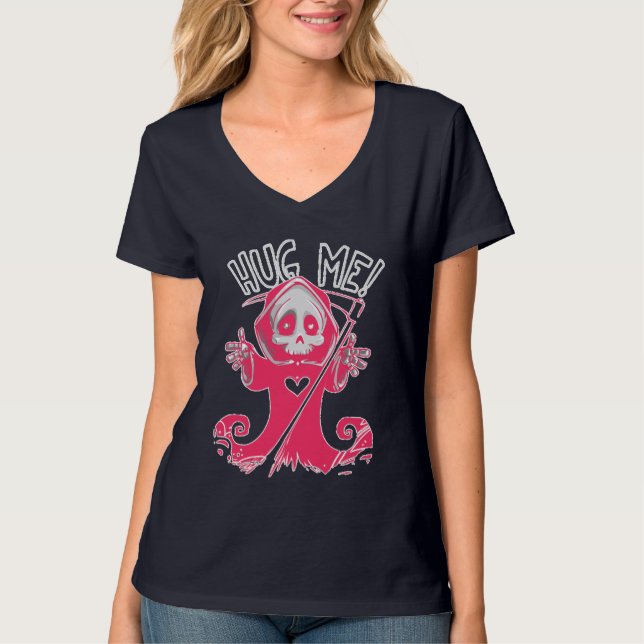 Camiseta Abraçar-me um Grimreaper Rosa (Frente)