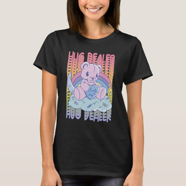 Camiseta Abraçar-me Ursinho Bonito Rainbow Amor Abraço Deal (Frente)