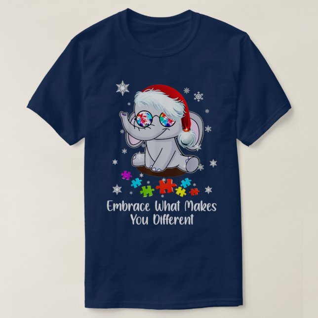 Camiseta Abraçar Natal Autismo O Que Faz Você Diferente (Frente do Design)