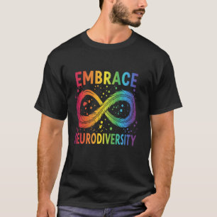 Camiseta Abraçar Neurodiveridade Arco-íris Infinito Pena Au