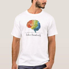 Camiseta Abraçar Neurodiversity Line Art Rainbow Brain