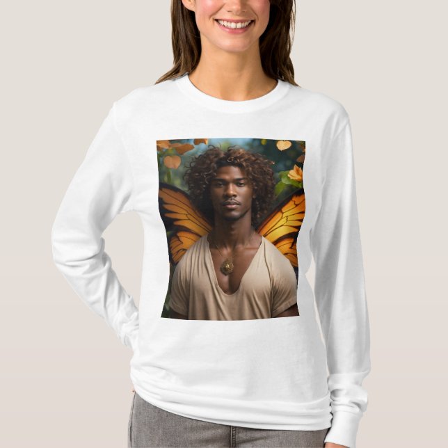 Camiseta Abrace a transformação, a liberdade Vista." "Asas  (Frente)