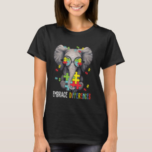 Camiseta Abrace Diferenças de elefante Engraçado Awarenes