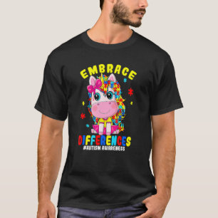 Camiseta Abrace Diferenças Unicórnio Peça de Quebra-cabeça