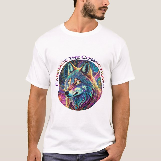 Camiseta Abrace o Lobo de Howl Cósmico (Frente)