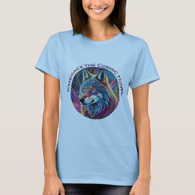 Camiseta Abrace o Lobo de Howl Cósmico (Frente)